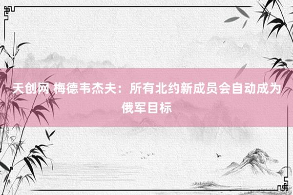 天创网 梅德韦杰夫：所有北约新成员会自动成为俄军目标